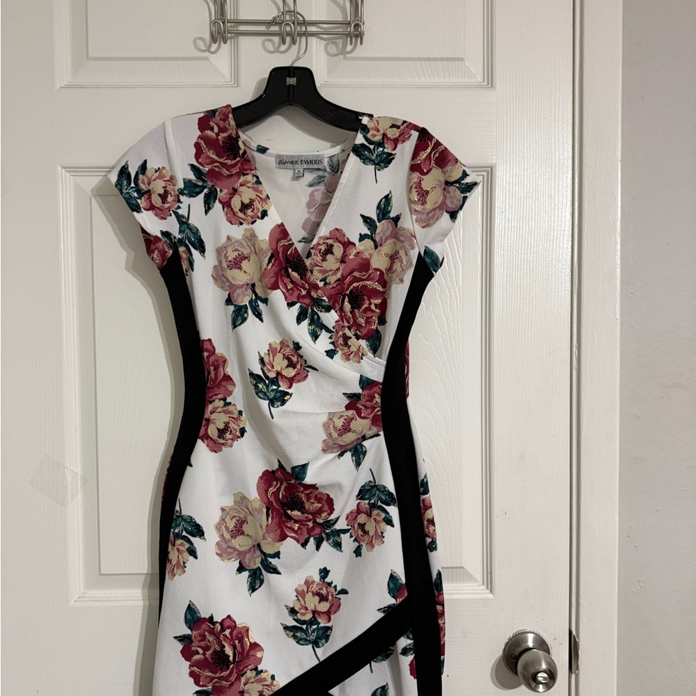 Almost Famous Pink and Red Asymmetrical Sheath Dress